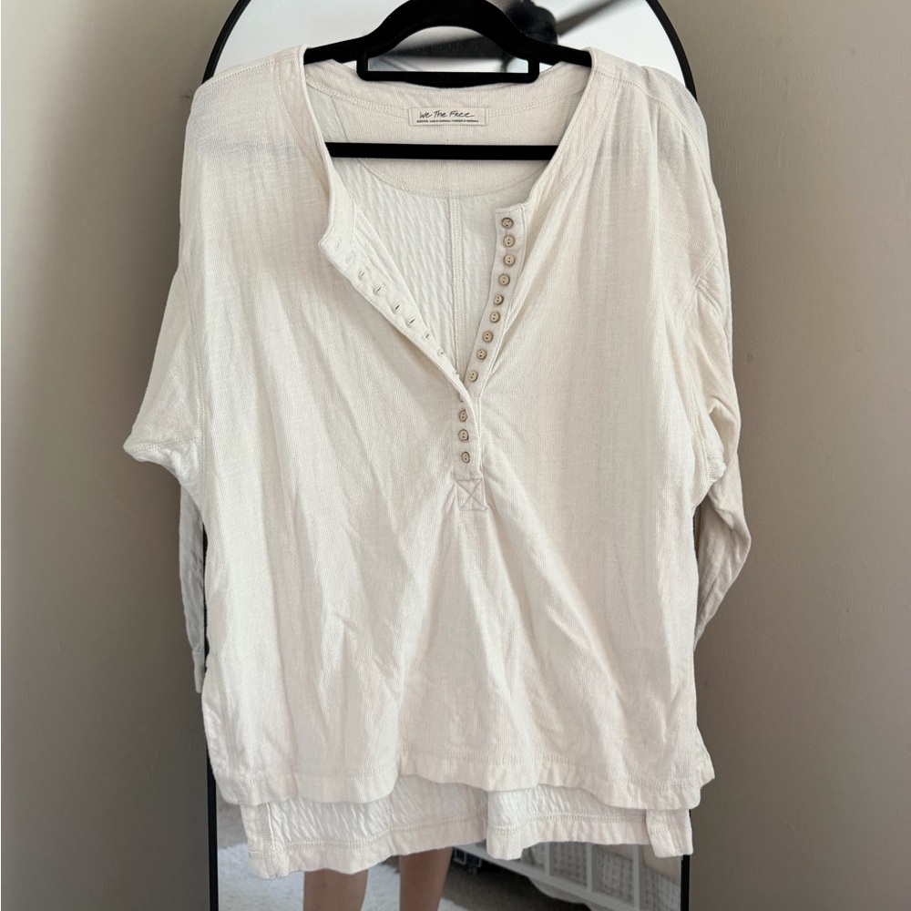 We The Free Cream Button-Detail Blouse